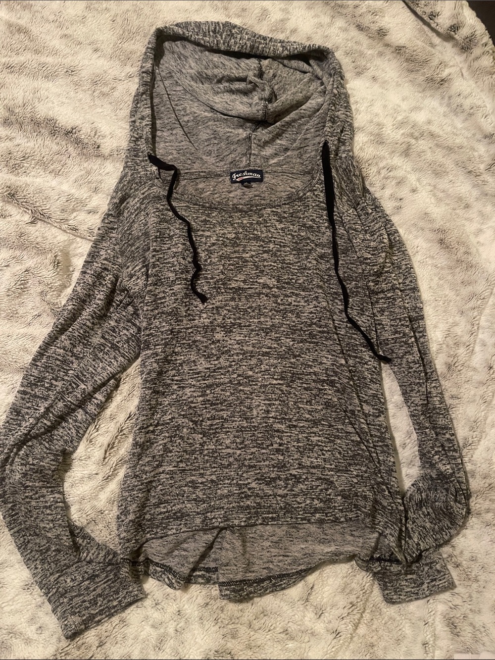 Lightweight Gray Hooded Pullover Sweatshirt